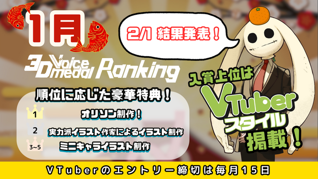 CrossVision、V-tamp1月「ボイスメダル」販売数トップ5のVTuberランキングを発表