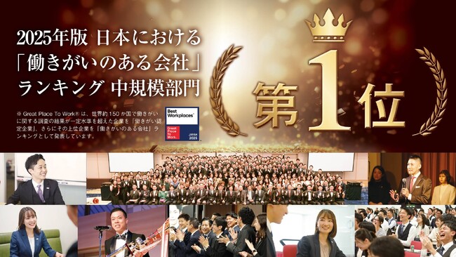 アチーブメント株式会社は「働きがいのある会社」ランキングで中規模部門第1位、また10年連続でベストカンパニーに選出となりました。