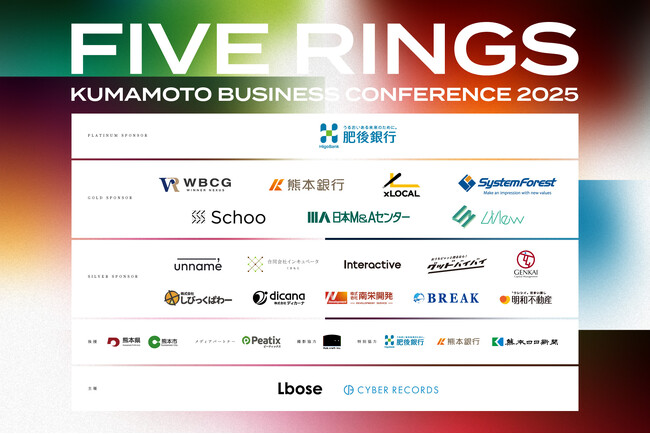 熊本最大ビジネスイベント「Innovation Fes. Kumamoto」。FIVE RINGSエリアに対して、県内外から総勢20社がスポンサーとして支援。