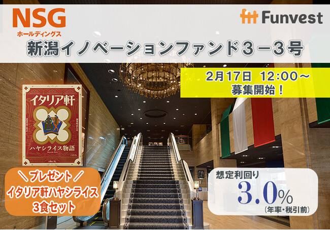 貸付型クラウドファンディング「Funvest」2/17より新ファンド「ＮＳＧホールディングス 新潟イノベーションファンド３-３号」の募集開始