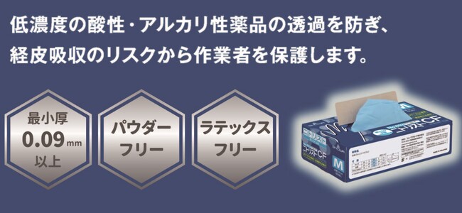 食品工場での殺菌・洗浄工程に使える!使いきりタイプのニトリルゴム製化学防護手袋を新発売