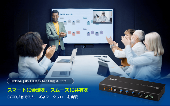 【新製品】ATEN、最大8台のPC間で4台のデバイスを共有する革新的なシェアリングスイッチを発売