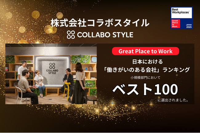 「ワークスタイルの未来を切り拓く」コラボスタイル、GPTW「働きがいのある会社」ベスト100に3年連続の選出