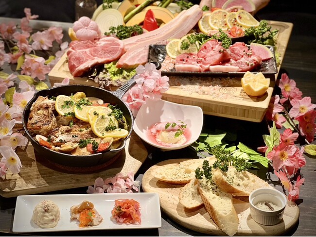 【名古屋市中区】もう”耐える花見”は卒業しない？屋内で優雅に桜鯛のアクアパッツァとバーベキューを味わうインドア花見体験！