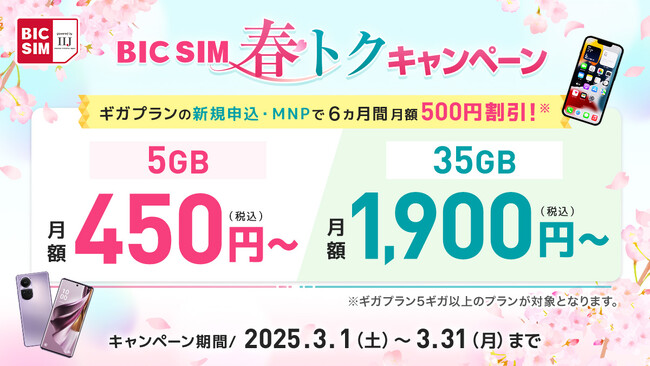 3月1日提供開始！BIC SIMのギガプランが改定！さらに月額500円割引キャンペーンや家族割引でお得にご利用可能