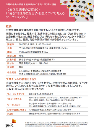 ひの市民大学「“好き”は仕事になる？お金について考えるワークショップ」