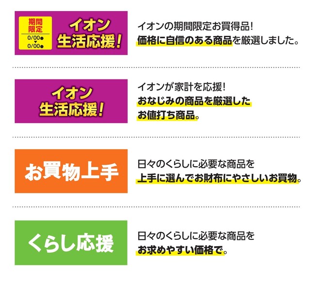 「イオン生活応援！」３月より、お値打ち商品を拡充