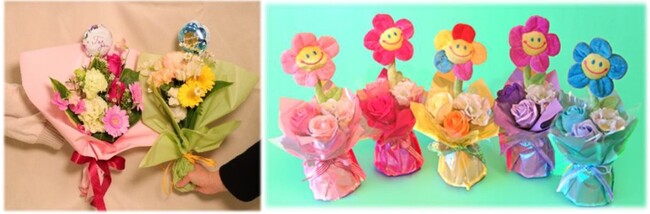 卒業や送別を華やかに彩る生花ブーケをさらに豪華に！メッセージ入りバルーンやふわふわピック、韓国風ラッピングでお祝いの気持ちを伝えるお手伝い。“スマイルブーケ”や “サンクスフワラー”なども新登場。