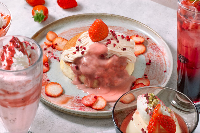 苺の甘酸っぱさにキュン！『いちごチーズクリームのパンケーキ』など苺づくしのメニューが横浜モアーズ３F MARFA CAFEから、3/5(水)より新登場！
