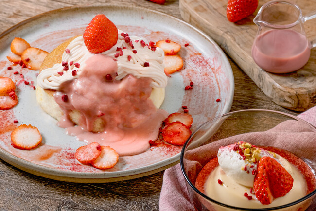 「YURT CAFE&BBQ PARK」から、苺の甘酸っぱさにキュン！『いちごチーズクリームのパンケーキ』など苺づくしのメニューが新登場!!
