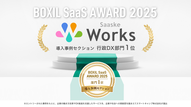 サスケWorks「BOXIL SaaS AWARD 2025」導入事例セクション行政DX部門1位に選出