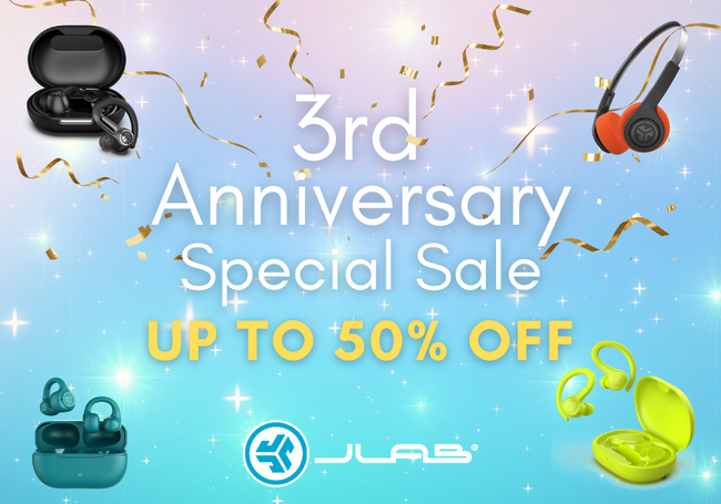【最大50％OFF】人気の極小イヤホンや80年代レトロヘッドホンなど、全ての製品が対象！JLab日本公式サイト3周年を記念した特別セールを開催