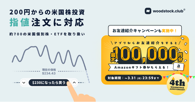 200円からの米国株取引が指値注文に対応！アプリから友達紹介でもらえる特典も！