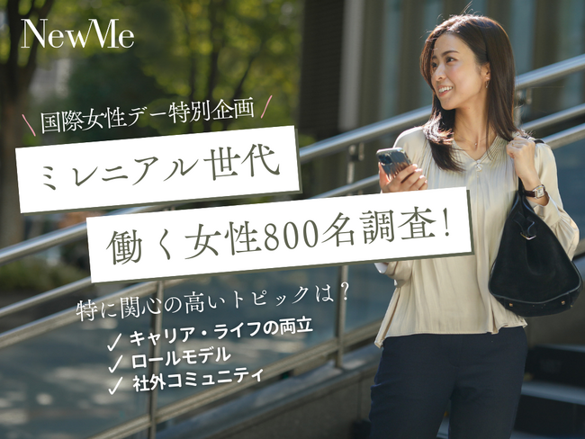 【NewMe総研】＼国際女性デー特別企画／ミレニアル世代の働く女性約800名のアンケート調査で判明！ キャリア・ライフの両立が最重要な関心事。次いで、ロールモデル・社外コミュニティの需要が急増