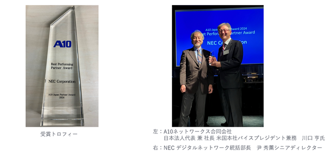 NEC、A10ネットワークス社よりBest Performing Partner Awardを受賞