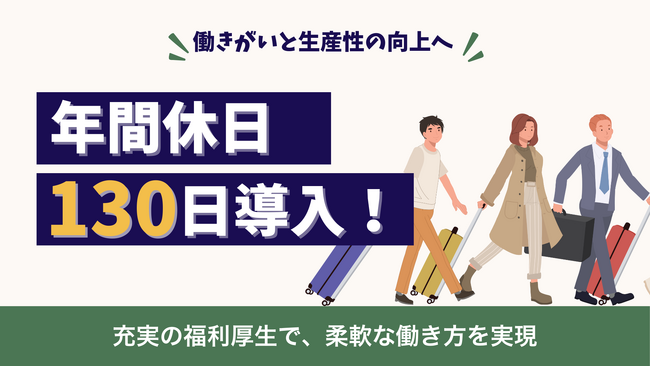 「休みが増えると、成果も上がる」年間休日130日導入で、働き方改革を推進！