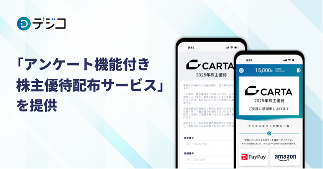 デジタルギフトサービス「デジコ」、株主とのエンゲージメントを深める「アンケート機能付き株主優待配布サービス」を提供
