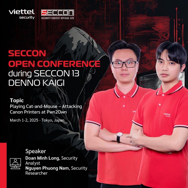 ベトテルサイバーセキュリティ(VCS)、SECCON 13 電脳会議でキヤノンプリンターのセキュリティについて研究成果発表！