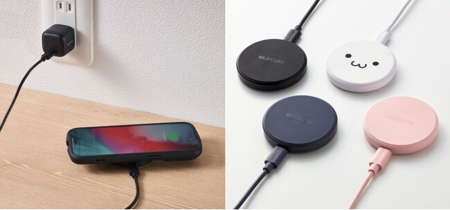 持ち運びにも便利なコンパクトサイズ！Qi対応のスマートフォンやAirPodsを置くだけで充電できるワイヤレス充電器を新発売