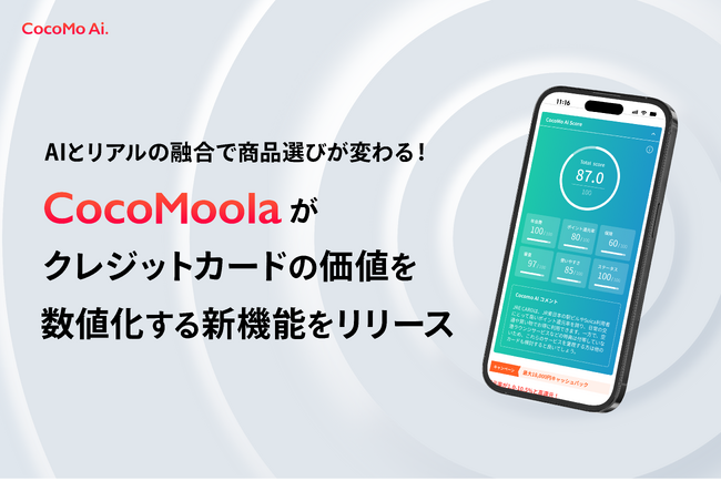 AIとリアルの融合で商品選びが変わる！CocoMoola（ココモーラ）がクレジットカード価値を数値化するAI機能をリリース
