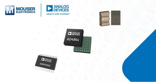 マウザー、Analog Devicesのデータ変換、電力管理、　　　　　　　　　　　　　　　　　　 信号調整ソリューションを拡充