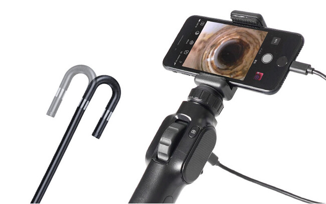 『スマホで見る2カメラ先端2方向可動8mm径工業内視鏡』を発売