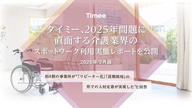 タイミー、2025年問題に直面する介護業界のスポットワーク利用実態レポートを公開（2025年3月版）
