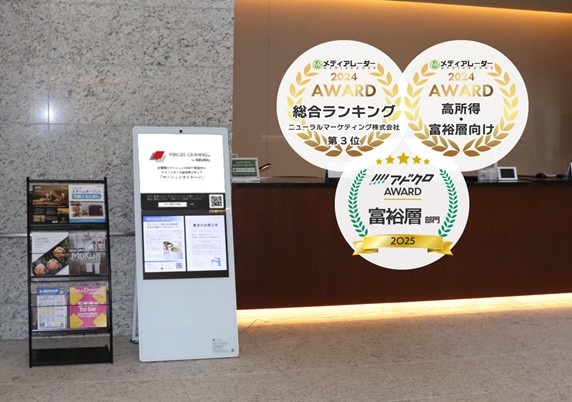 富裕層向けマンションサイネージメディア「FOCUS CHANNEL」が2024年人気媒体資料ランキングで2年連続三冠を達成