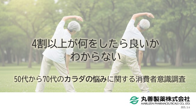 4割以上が何をしたら良いかわからない　-50代から70代のカラダの悩みとその対策についての調査を実施-