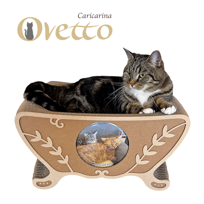 猫の爪とぎ専門店カリカリーナから、今までにない、愛猫の写真入り爪とぎベッド「カリカリーナ Ovetto（オヴェット）」が4月1日に発売