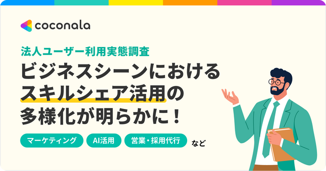 ビジネスシーンでのココナラ利用実態調査を実施　AIカテゴリは前年比394%の成長率！営業や採用の代行業が人気トレンドに