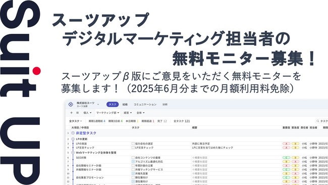 経営支援クラウド「Suit UP」（スーツアップ）、デジタルマーケティング担当者の無料モニター募集