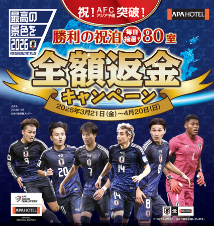 祝！AFCアジア予選突破　”勝利の祝泊” 全額返金キャンペーン