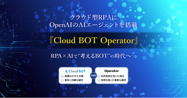 Cloud BOT Operator サービスを無料公開。OpenAIエージェントを搭載【クラウド型RPA】