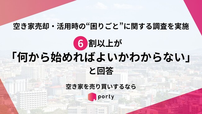 【空き家実態調査2025】空き家マッチングアプリ「ポルティ」、空き家売却・活用時の“困りごと”に関する調査を実施
