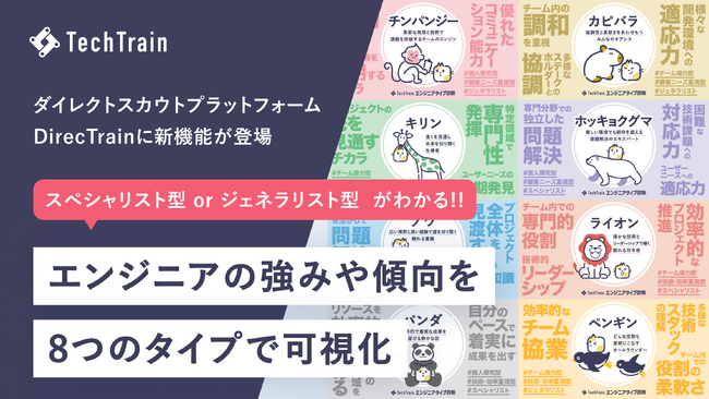 エンジニアの強みを8タイプに分類！エンジニアの強みや傾向を可視化し、採用ミスマッチを減らす新機能をDirectTrainで提供開始