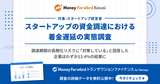 マネーフォワードケッサイ、「スタートアップの資金調達における着金遅延の実態調査」を実施