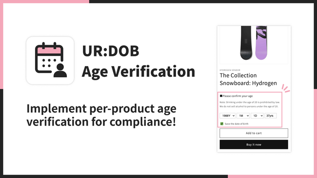 【海外向け】EC アプリ「UR:DOB Age Verification」を株式会社 UnReact がリリース