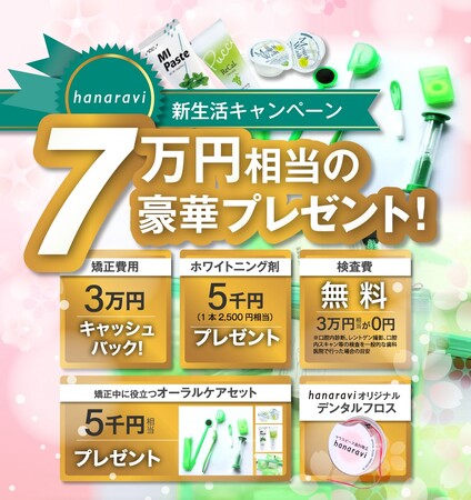 マウスピース歯科矯正hanaravi（ハナラビ）、新生活キャンペーンを開始