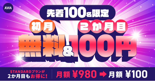 【先着100名様限定 初月無料＆2ヶ月目100円キャンペーン!!】