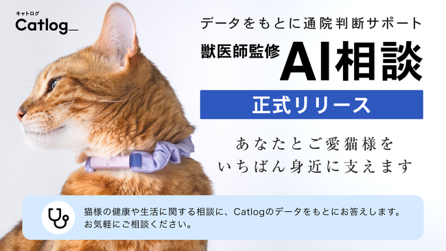 「Catlog」のデータを活用し獣医師監修のAIに相談できる機能が本日正式リリース！通院判断が難しい猫様を24時間体制でサポート