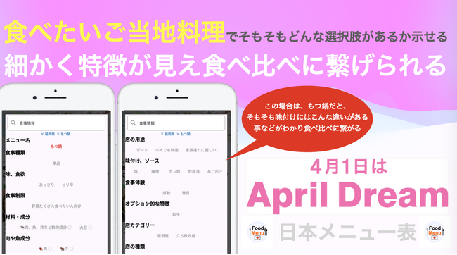 食で地方活性&地方創生する店検索アプリを全国自治体が取り上げ始め、新しく食事比較が店検索の選択肢に。日本メニュー表が