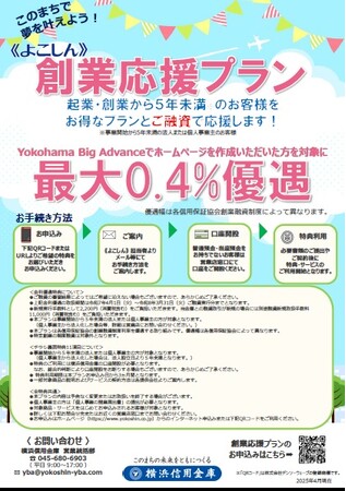 「《よこしん》創業応援プラン」金利優遇の取扱開始について