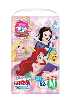 ディズニープリンセスデザインのベビー用紙おむつ、サイズラインナップ追加！『グーン ぐんぐん吸収パンツ ディズニープリンセスデザインMサイズ』5月1日（木）新発売