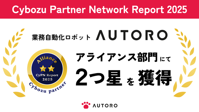 AUTOROが、サイボウズのパートナー評価制度「CyPN Report 2025」のアライアンス部門にて2つ星評価を獲得