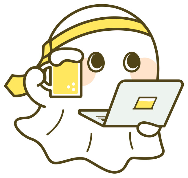 お花見や歓送迎会で使える！酒好きのかわいい幽霊「アルコワくん」LINEスタンプ、オリジナルグッズを発売開始