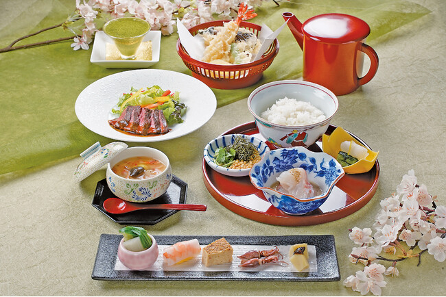 【明治記念館】“平日ランチ限定の春らしい「鯛茶漬け会席」”　鮨・天麩羅・鉄板焼「羽衣」では、自慢のランチ会席を4月25日（金）までご提供しています