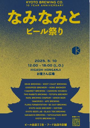 国内外21のクラフトビール醸造所が5月の京都に勢ぞろい！京都醸造１０周年記念イベント『なみなみと』開催