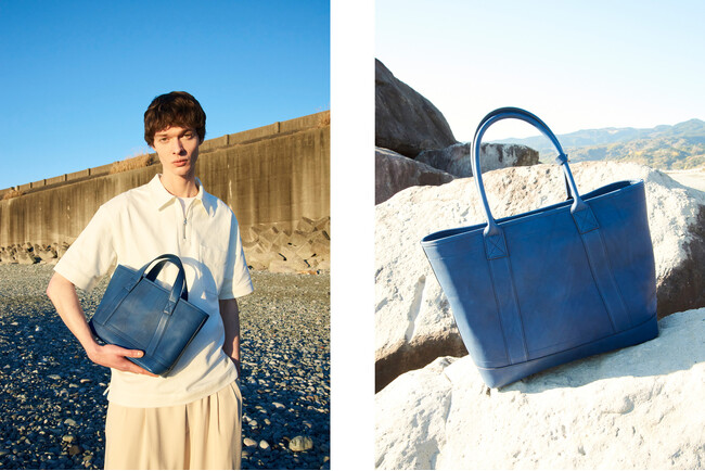 こなれ感を添えるヴィンテージライクな「ビークル」シリーズに、新作トートバッグ、ロングウォレット、キーケースと数量限定色「ブルー」が登場