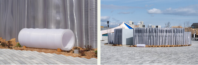 オルビス、大阪・関西万博にスキンケア容器をリサイクルしたベンチを設置　省資源・資源循環に向けたサステナブルな取り組みにチャレンジ　木製台座には「甲州市・オルビスの森」の間伐材を採用